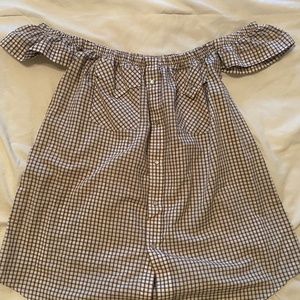 Off the Shoulder Plaid blouse